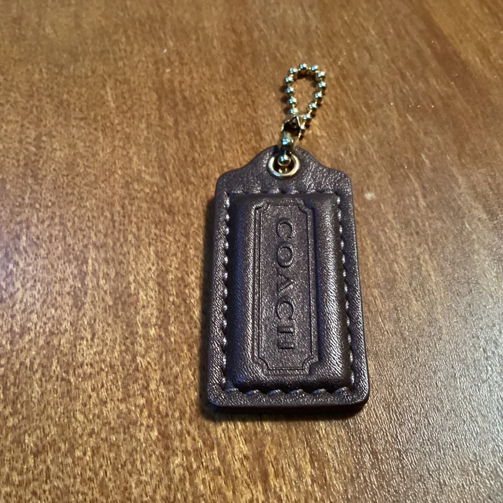 Coach Dark Brown Leather Bag Tag/Hang Tag